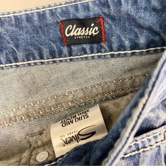 Silver Jeans Suki Mid Slim Boot Size 5/6 (28) Stretch Womens Juniors Distressed - Picture 12 of 14
